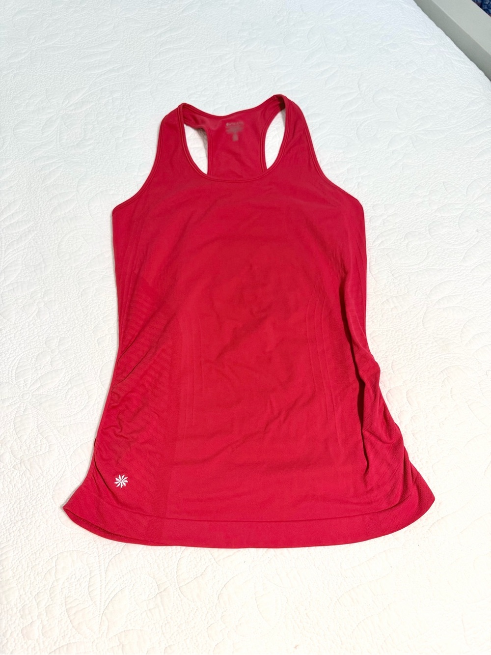 Athleta Speedlight Seamless Racerback Tank Top Women's Size Large Red Ruching